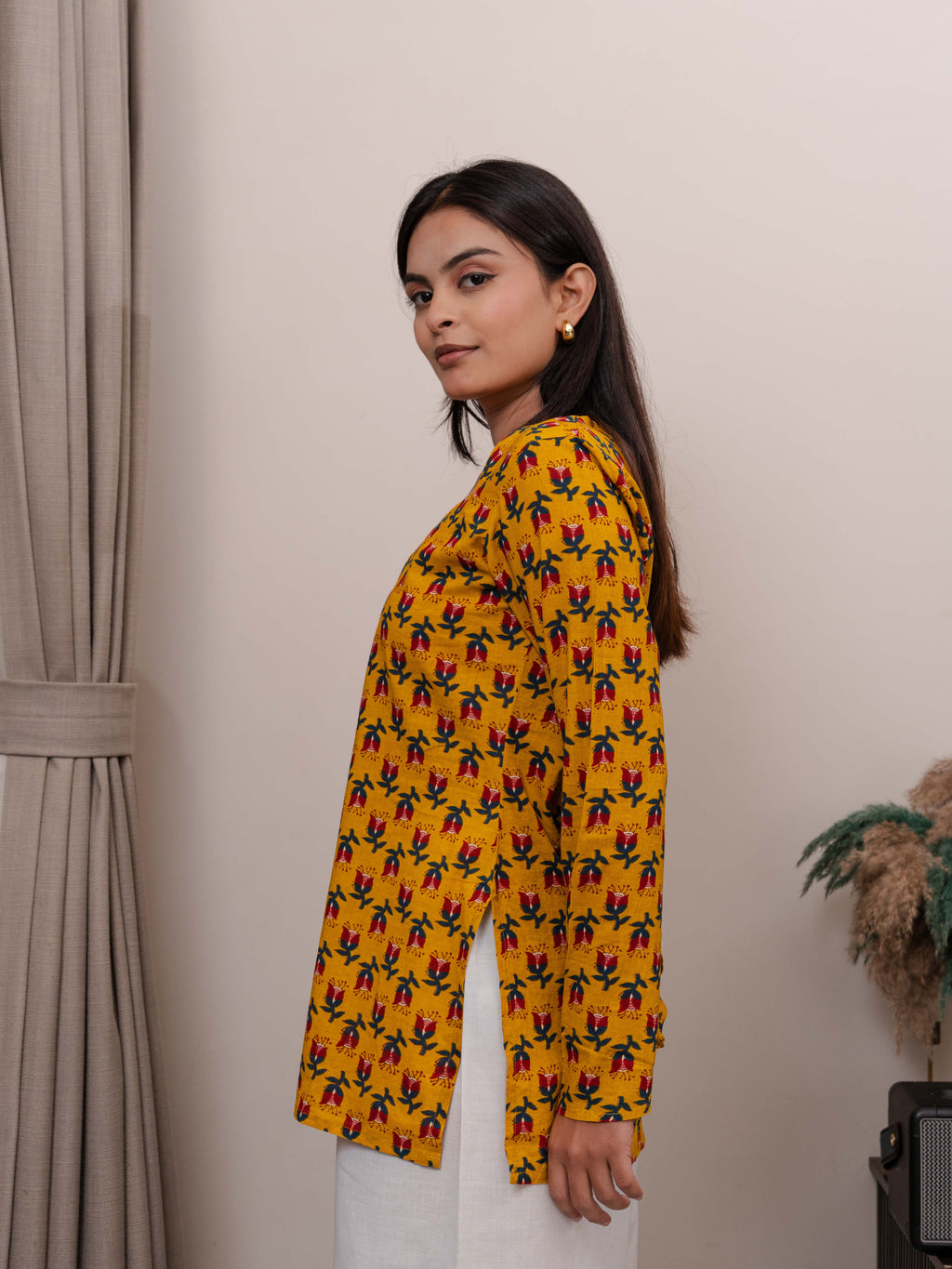 Kasturi Yellow Bell Sleeves Kurti