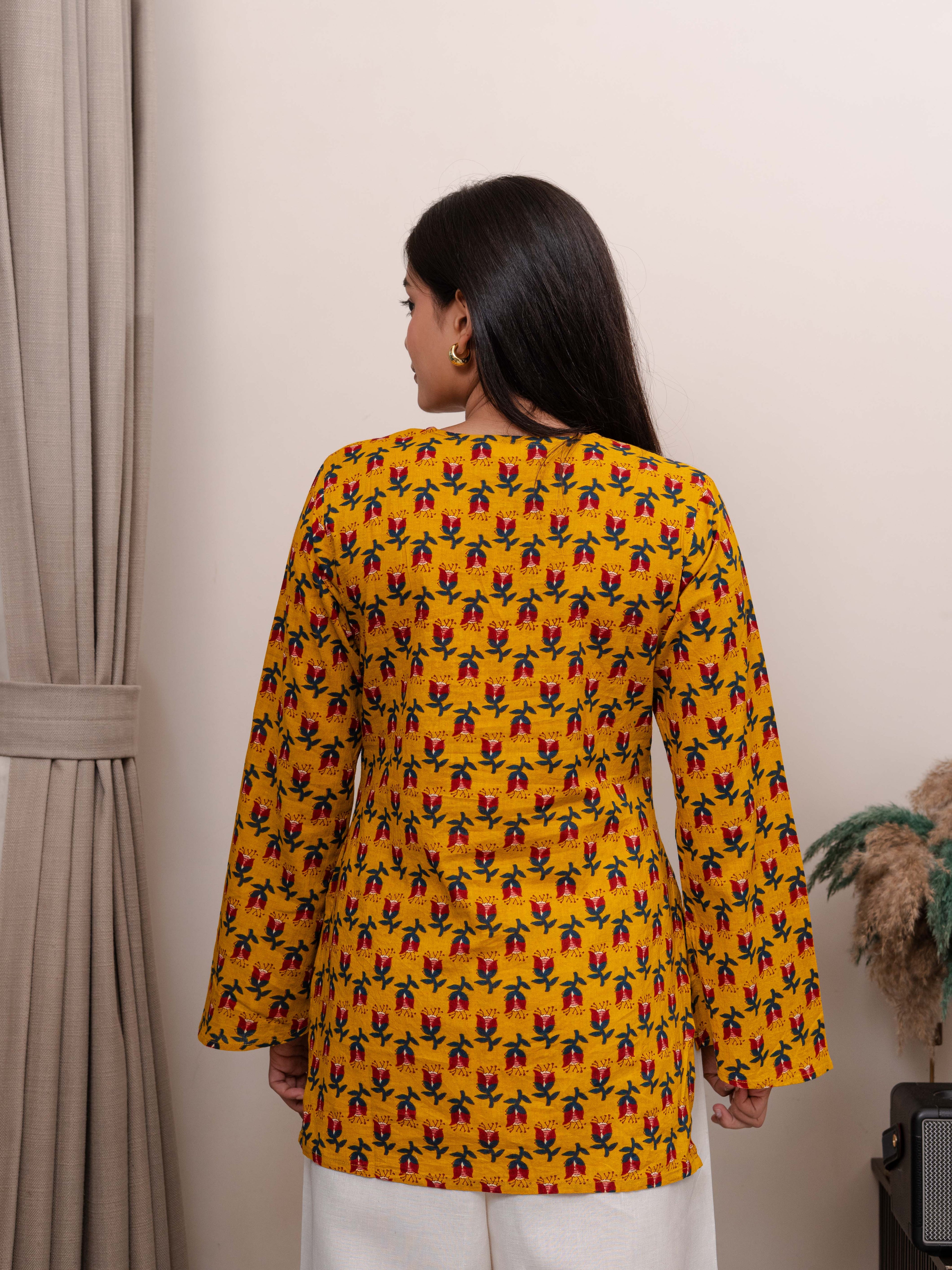 Kasturi Yellow Bell Sleeves Kurti