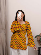 Kasturi Yellow Bell Sleeves Kurti