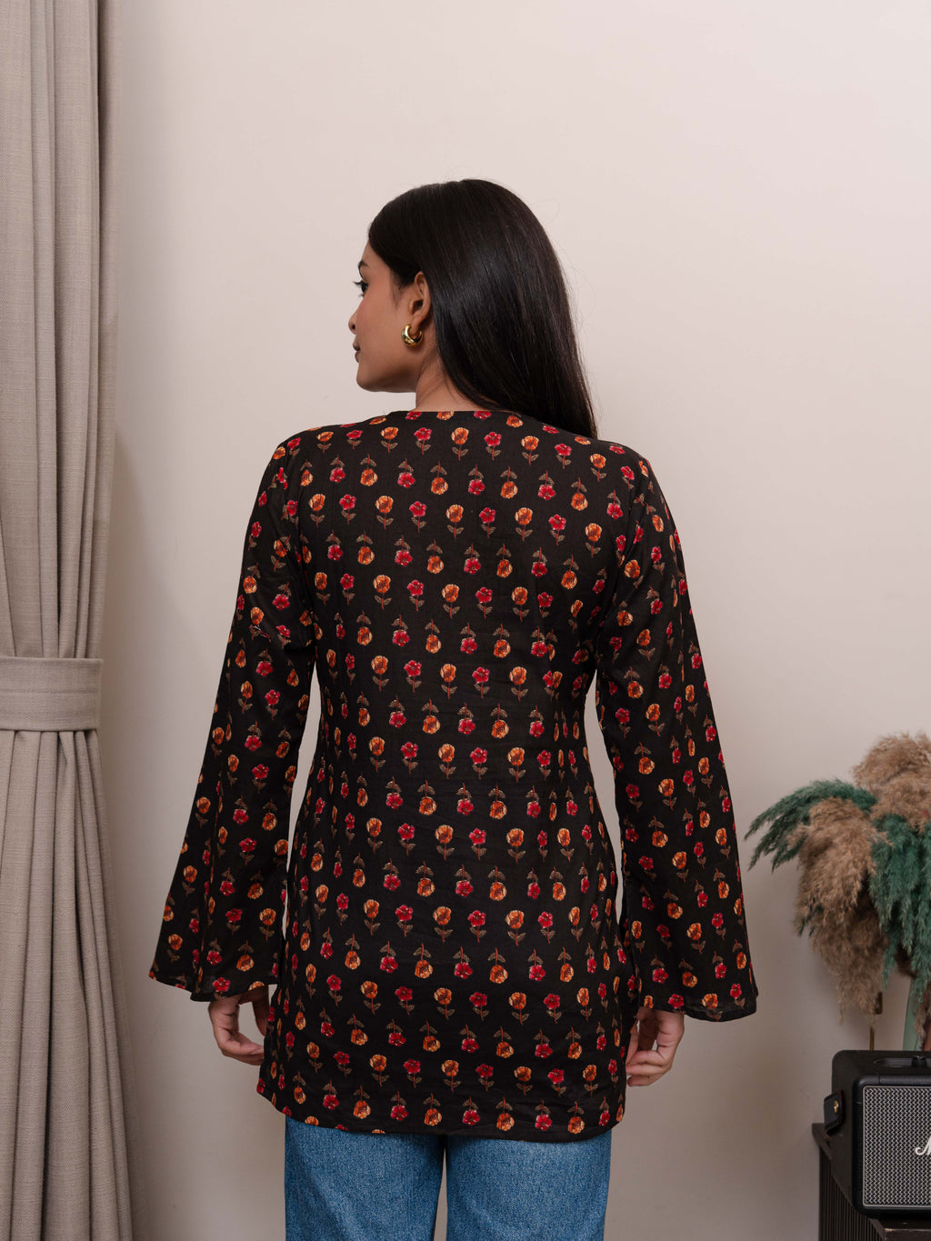 Kasturi Black Bell Sleeves Kurti