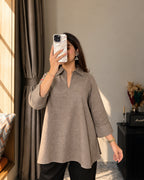 Reha Collared V-Neck Flared Kurti