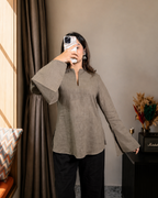 Neerja Warm Grey Bell Sleeves Kurti