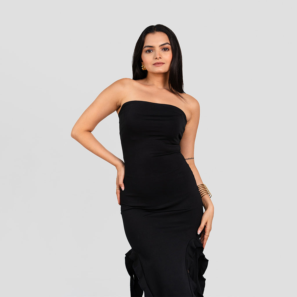 Strapless Ruffle Fringe Dress