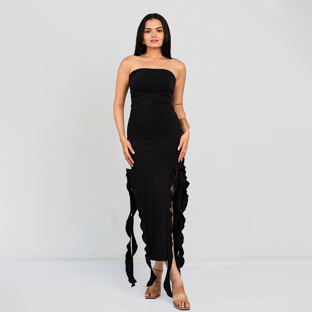 Strapless Ruffle Fringe Dress