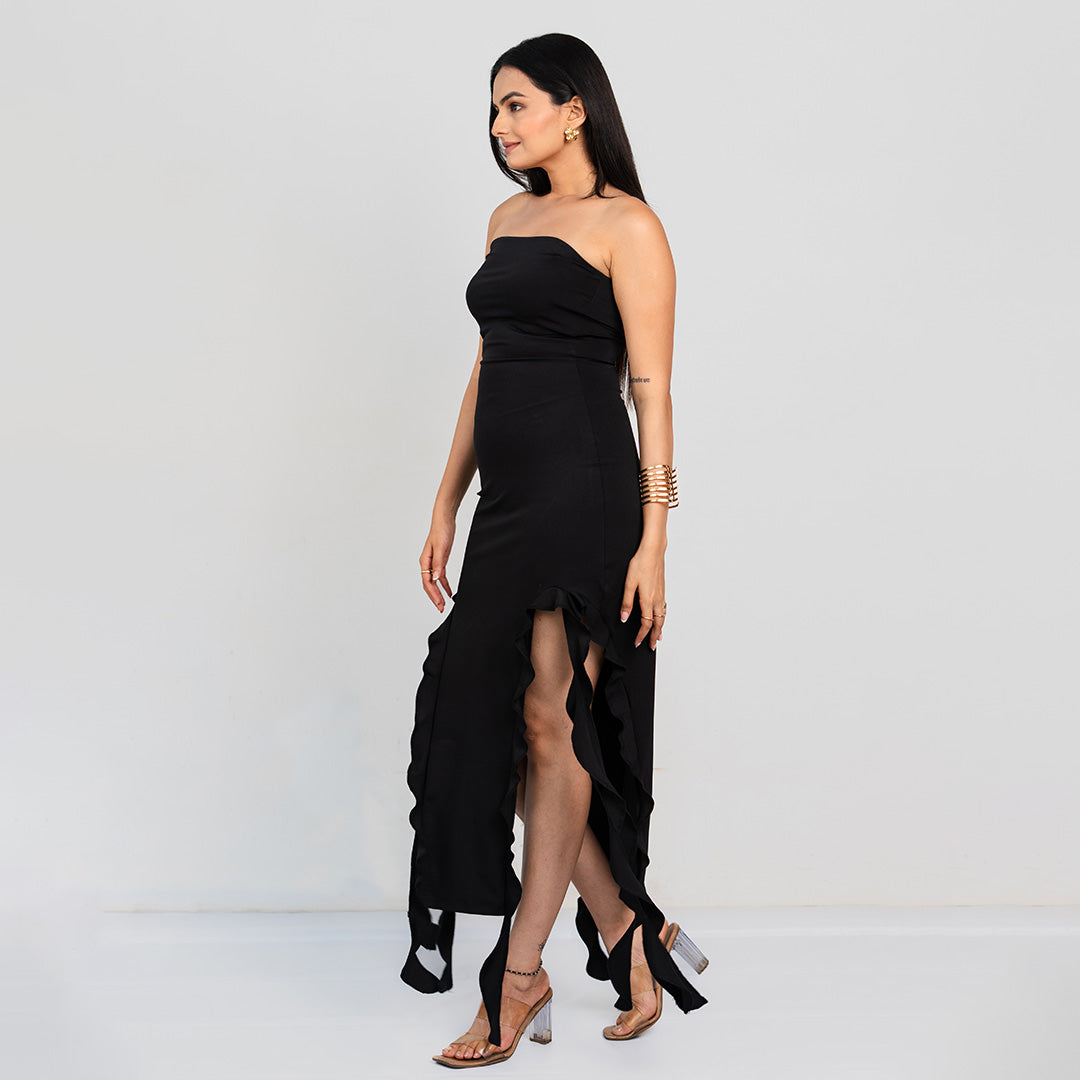 Strapless Ruffle Fringe Dress