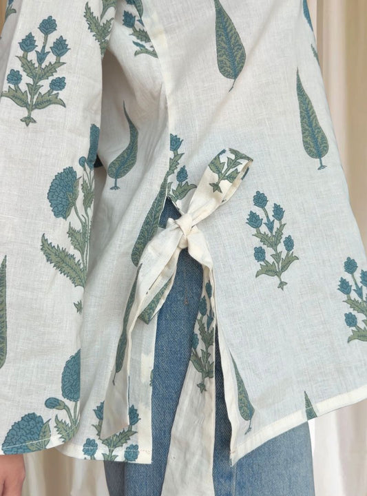 Meera White leaf Kurti