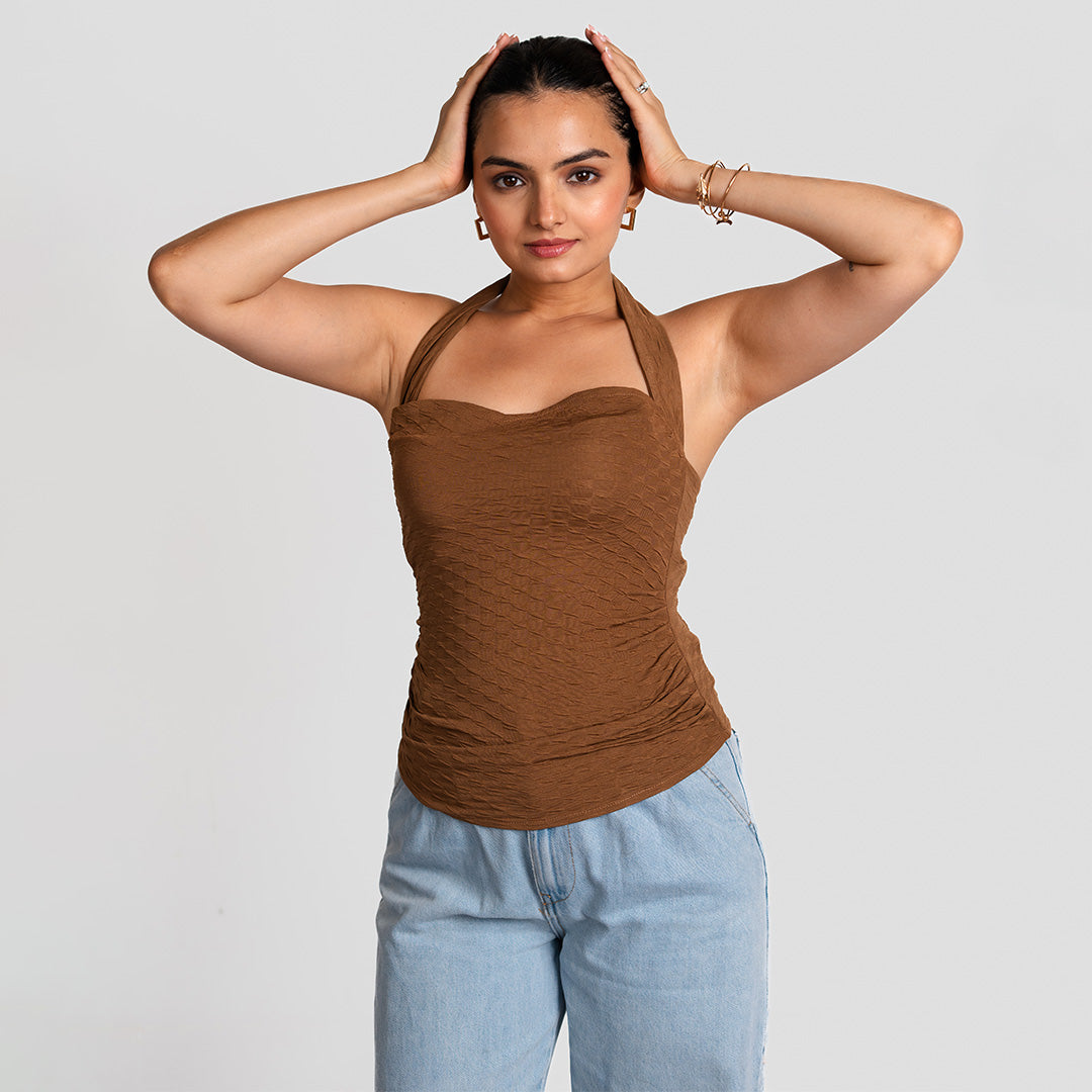 Mocha Sweetheart Neck Top