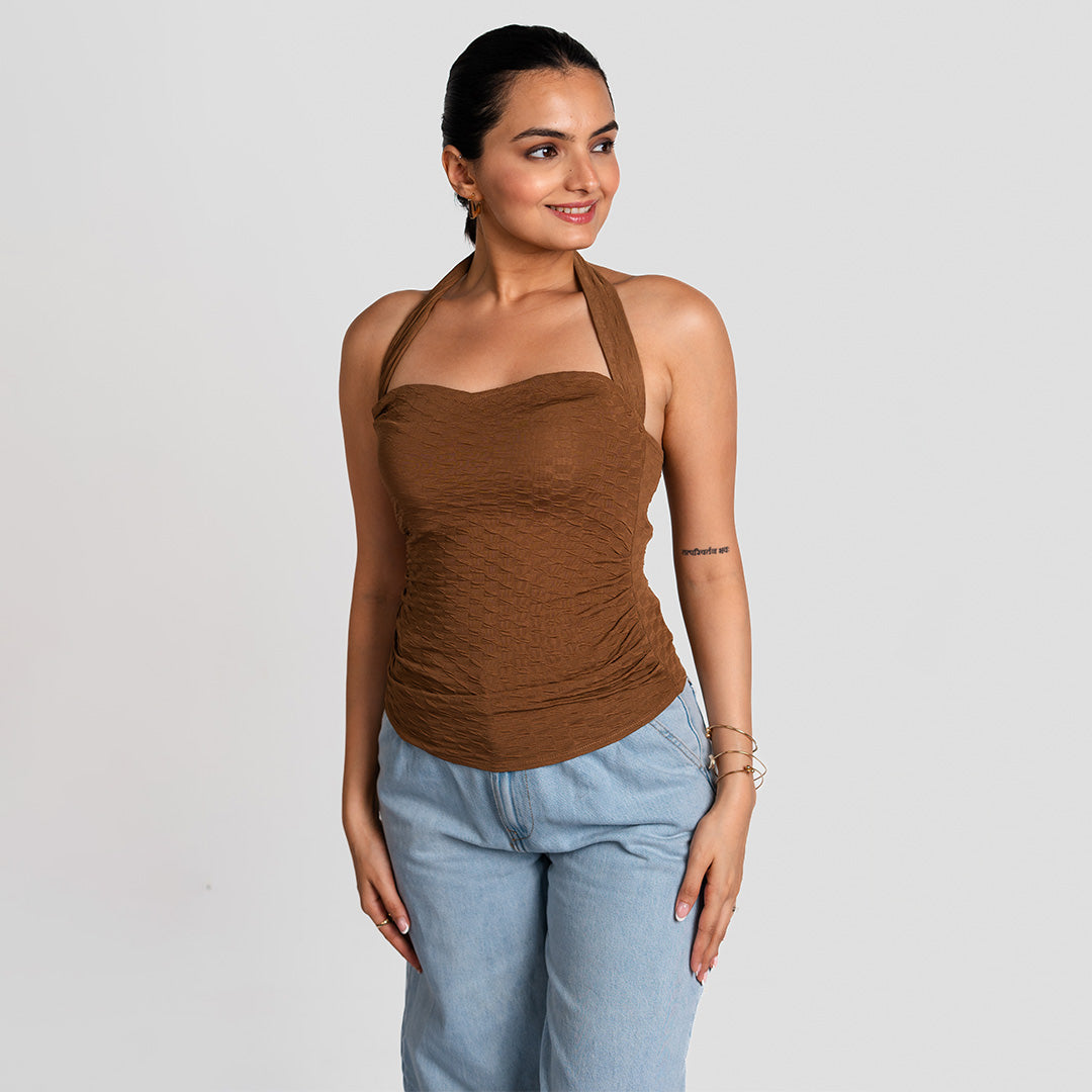 Mocha Sweetheart Neck Top