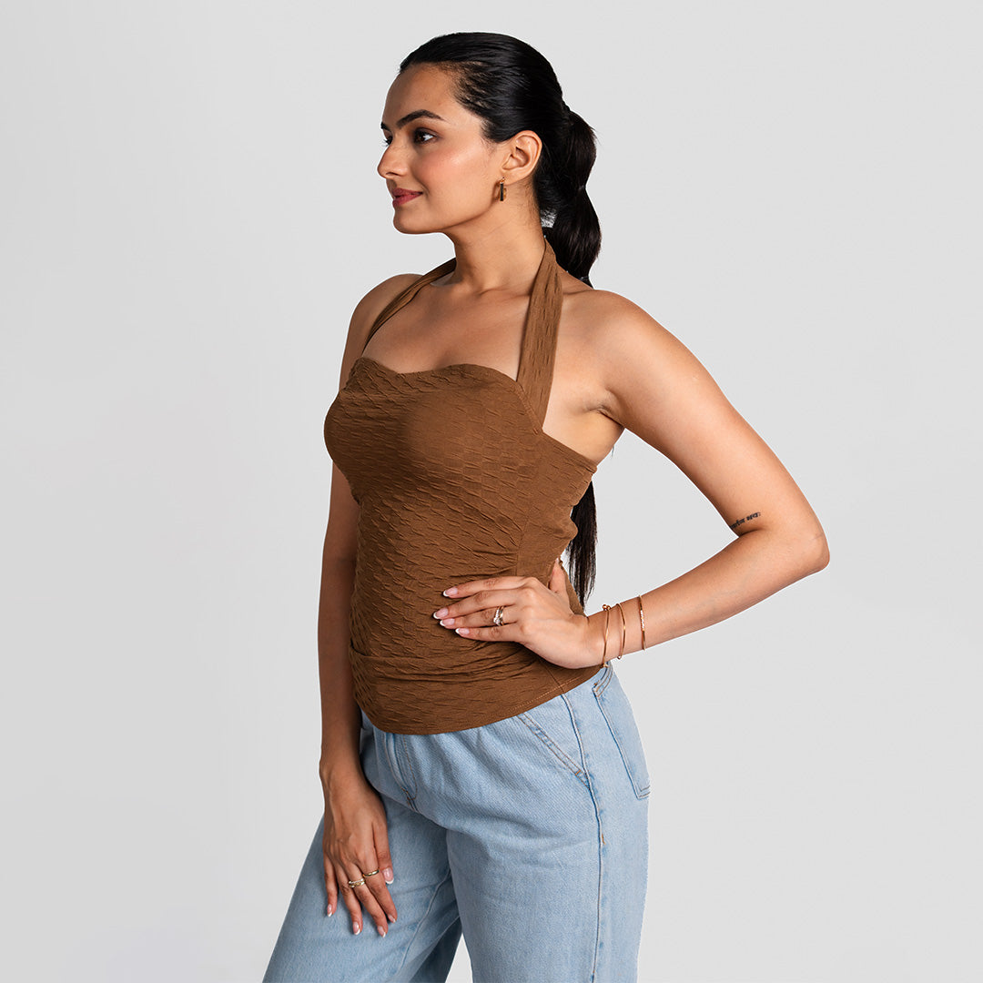 Mocha Sweetheart Neck Top