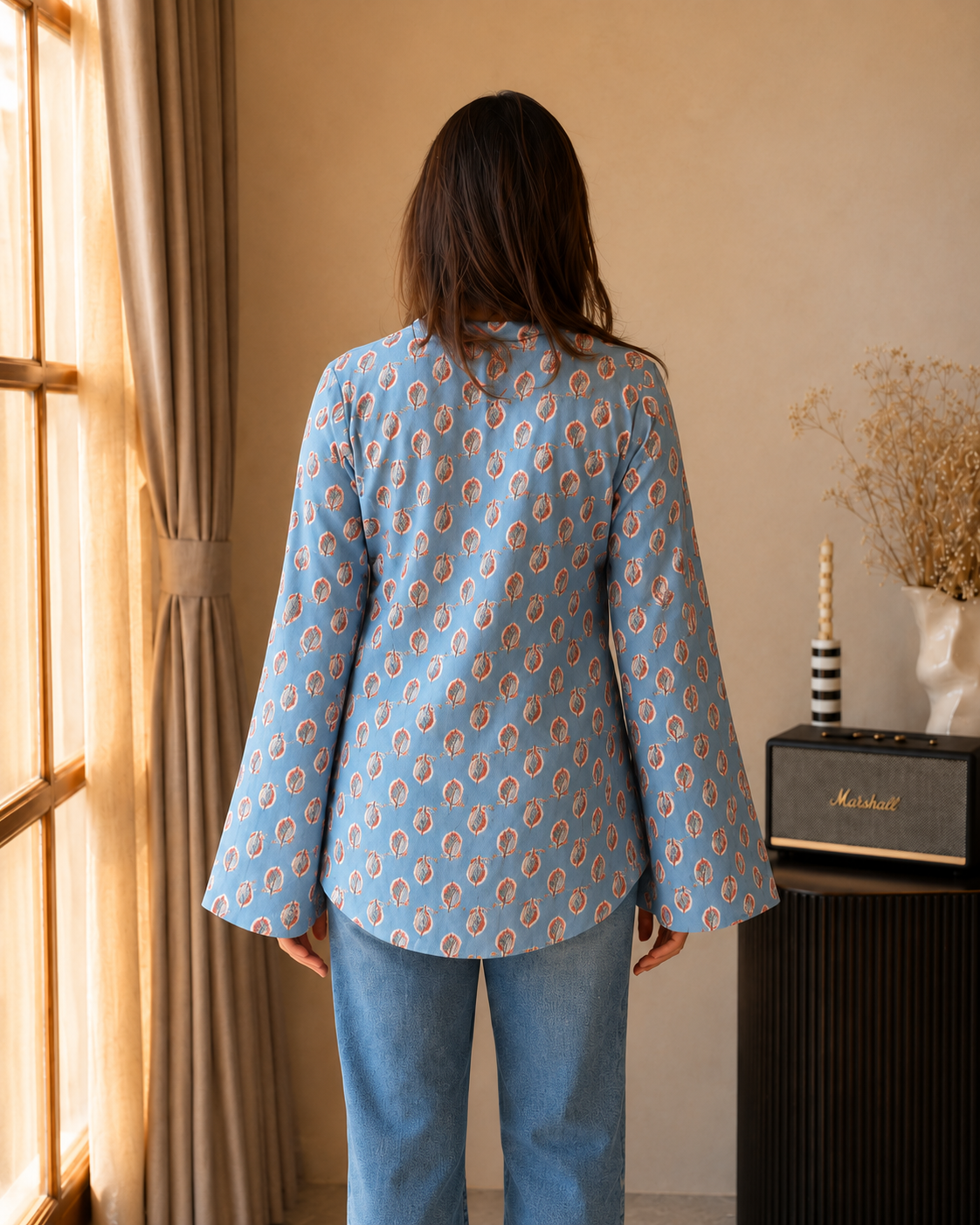 Neerja Sky blue Bell Sleeves Kurti