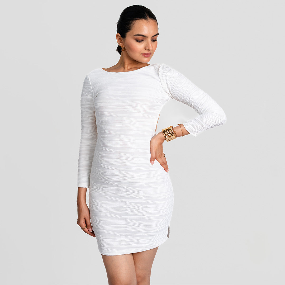 Pearl Wave Structured Short Dress